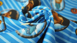 Canvas Baumwollstoff Lizenzstoff Wickie in Blau gestreift mit Motiv