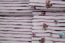 Laden Sie das Bild in den Galerie-Viewer, Baumwoll-Popeline lila gestreift/Kombinierbar mit Popeline Blumenmädchen
